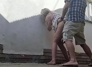 Fucking behind restroom at bed and breakfast