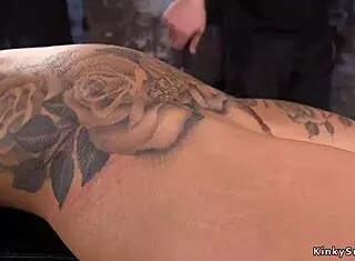 Tattooed Blonde with Big Tits Caned Hard in BDSM!