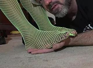 Green Fishnets Model Bent Over Creampie