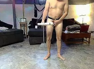 Horny Gay Nudist Masturbates While Cleaning House 😜