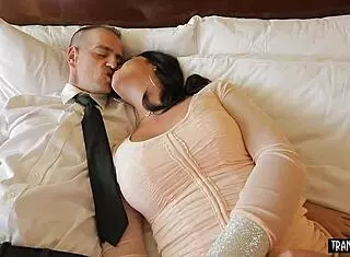 Busty shemale gives blowjob and anal to fulfill desires