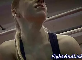 I watch wrestling lesbians dominate and kiss passionately in the ring.