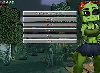 In Hornycraft, the haze demon girl asks, 'Want to see my sexy femdom striptease with small tits?'