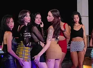 Cousins at the party, licking wet pussies in a hot lesbian session.