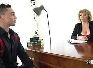 I love watching busty milf sara jay taste thick cum in her office