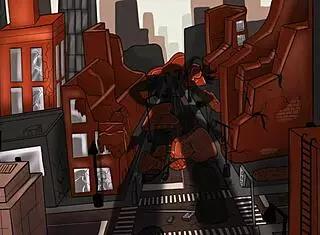 The halloween goddess towers over everyone with her huge presence