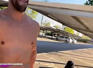 sexy exhibitionist man loves flashing in the parking lot