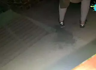 Cracky says, 'Take this stick up my shaved pussy outdoors'