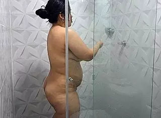milf sucks in shower