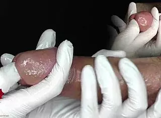 Intimate Medical Extraction of Sperm Sample Close Up