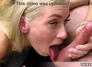 Cute Blonde Shoplifter Caught and Punished with Rough Fuck in Shop