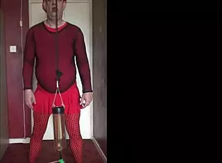 Sissy crossdresser swallows piss without caring who likes it.