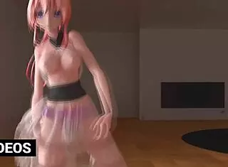 Chocolate cream covers her as she rips clothes in striptease dance