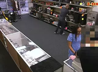 girl with glasses nailed at the pawnshop