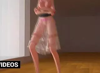 Chocolate cream covers her as she rips clothes in striptease dance