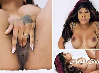 Ebony pornstar September Reign in interview and solo