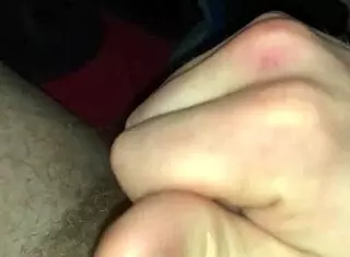 she's masturbating and gets a messy cumshot all over her belly before something