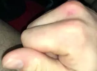 she's masturbating and gets a messy cumshot all over her belly before something