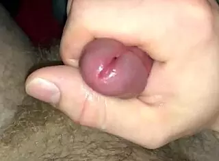 she's masturbating and gets a messy cumshot all over her belly before something