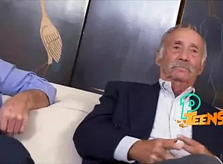 gorgeous teen pleasing an old guy