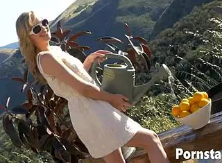 Jillian janson fingers her cunt outdoors in solo masturbation