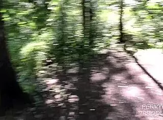 pov redhead in the woods public scene