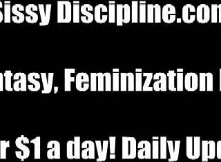 the sissy bitch puts on the dress