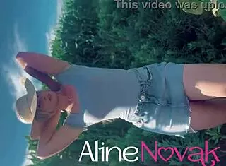 blonde alinenovak flashes at corn plantation