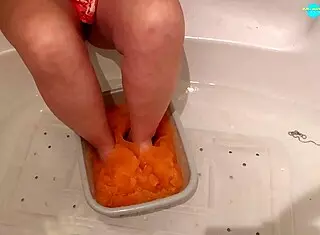 feet sploshing with blonde babe