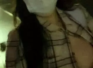 walking along river exposing big tits asian public flashing