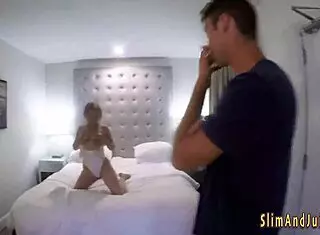 Teen Brunette Gets Booty Spanked Before Riding Huge Cock in Hardcore Scene