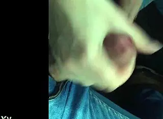 wife gives hardcore handjob in public car