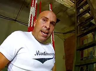 Drilling her tight ass hard in a garage