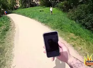 Brunette Milf with Big Natural Tits Deepthroats Stranger Outdoors