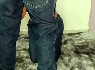 Wife's ass plug surprises husband during anal.