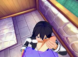 Sword Art Online yaoi POV Kirito käsityö ja suihinotto kohtauksessa
