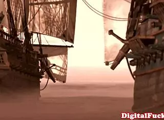 Pirate Babe Passionately Pleases Captain's Cock in Roleplay Adventure