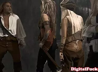 Pirate Babe Passionately Pleases Captain's Cock in Roleplay Adventure