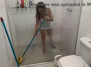 Hot Slutty Maid Masturbates Pussy During Cleaning