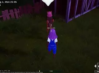 Mating season hentai: futanari fucks the pregnant neko monster girl in outdoor ranch setting