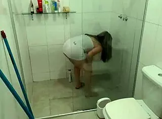 Hot Slutty Maid Masturbates Pussy During Cleaning