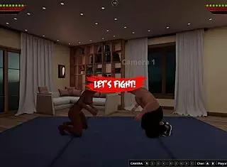 Madelyn battles Ethan in naked 3D fighter game