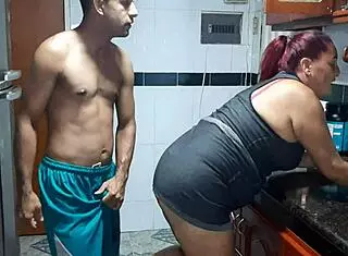 Latina Redhead MILF Whore Gets Pussy Eaten Intensely in Kitchen