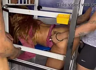 Feeling intense in the cage during hardcore fucking