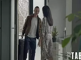 Petite teen waits for boyfriend, gives blowjob to friend.