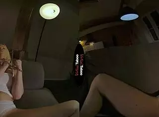 Blonde gets punished with masturbation in virtual taboo