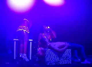 Latina and brunette have outdoor fun