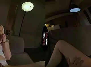 Blonde gets punished with masturbation in virtual taboo