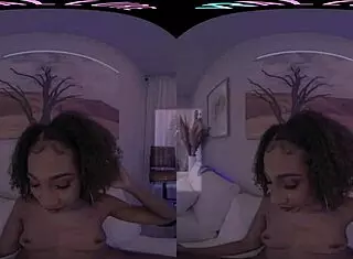 Dazzling ebony bombshell plays with herself in vr before going on a date