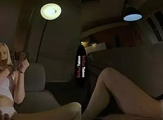 Blonde gets punished with masturbation in virtual taboo